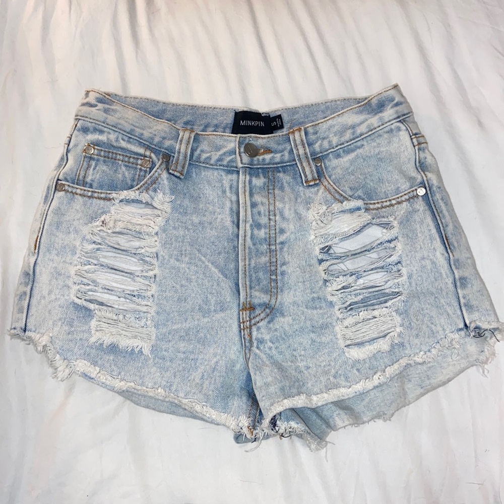MINKPINK High-Waisted Ripped Shorts